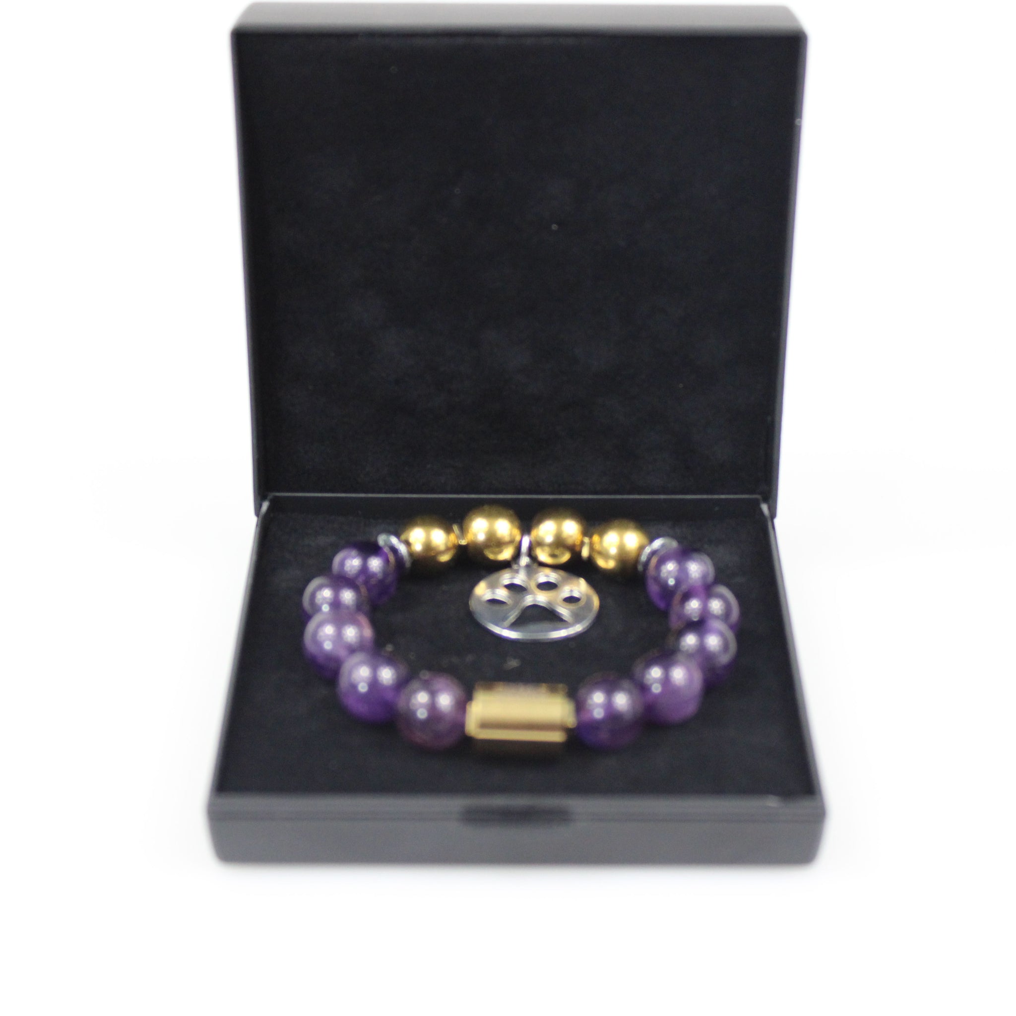 omega psi phi dog paw charm bead bracelet gift box