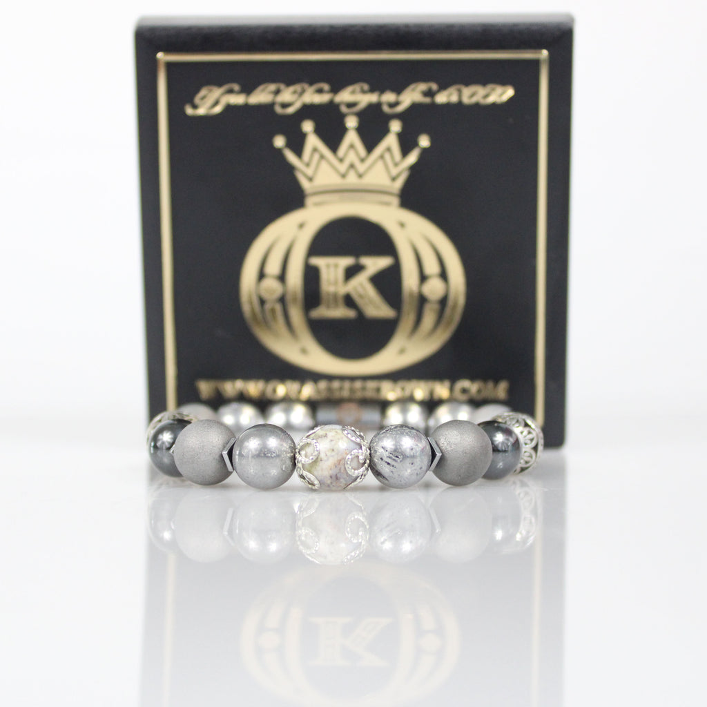 custom 10 mm matte gray silver hematite bead bracelet