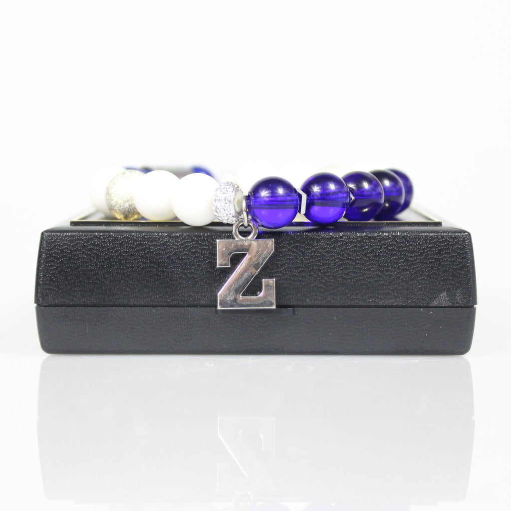 zeta phi beta silver greek letter blue white bead bracelet