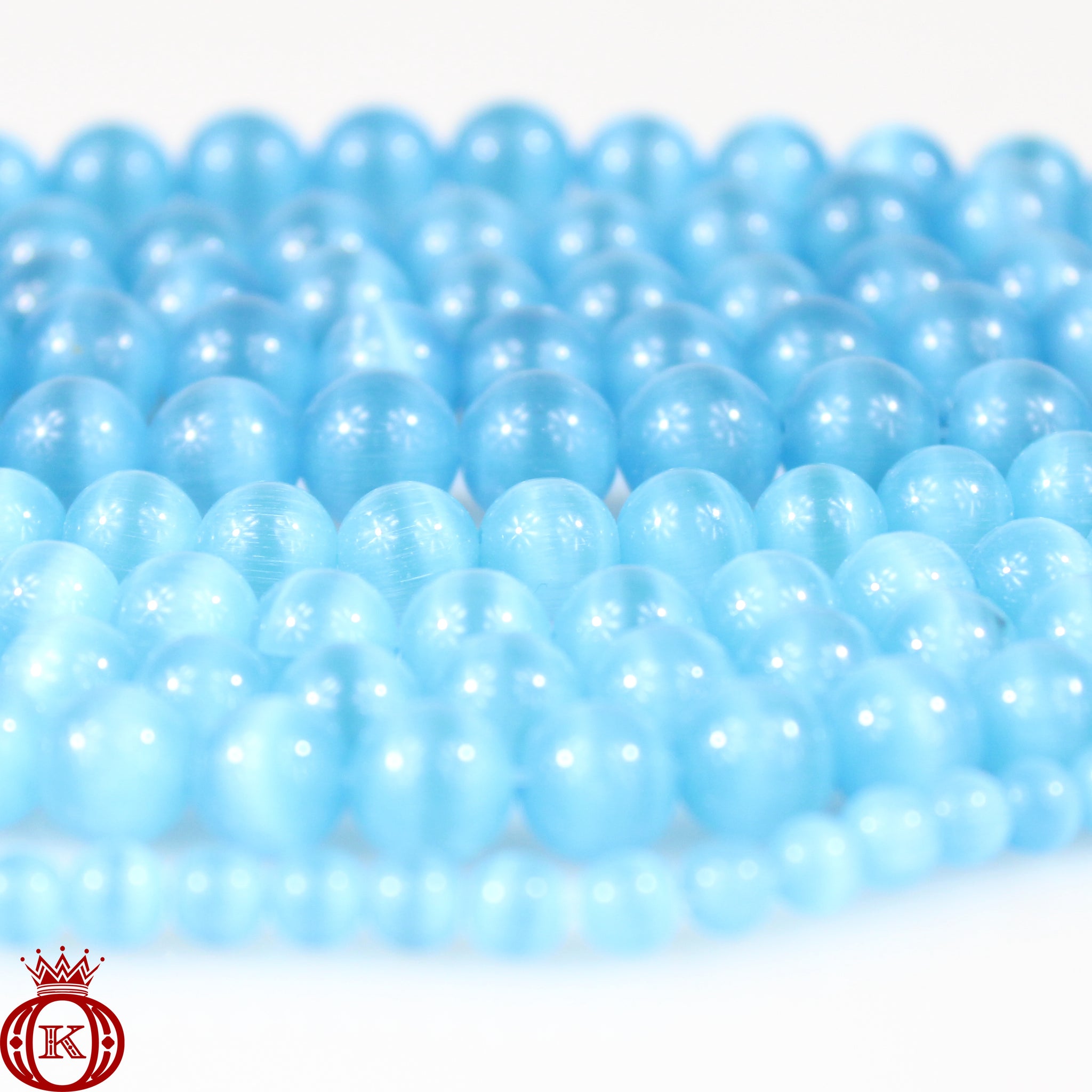 blue water cats eye beads