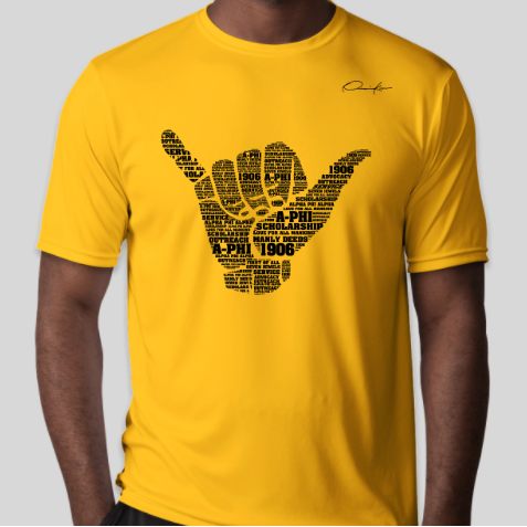 alpha phi alpha hand sign gold t-shirt