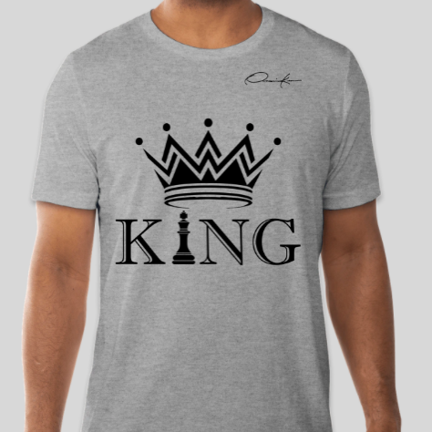king crown chess piece t-shirt gray