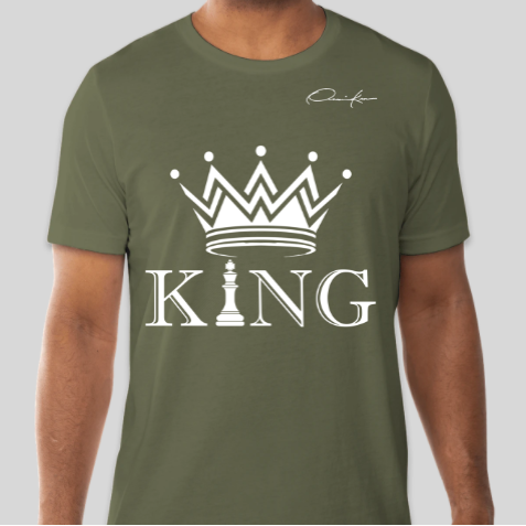 king crown chess piece t-shirt army green