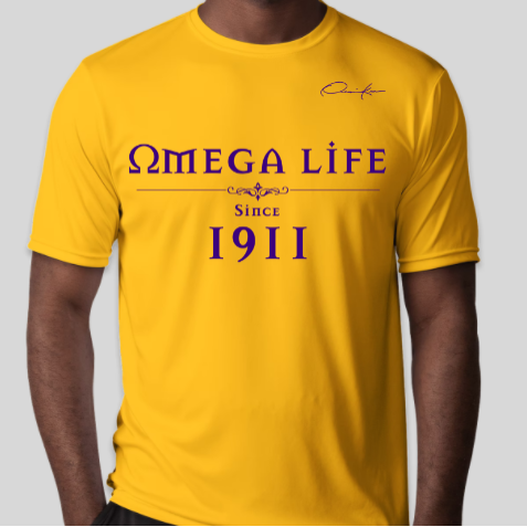 omega psi phi life since 1911 t-shirt gold