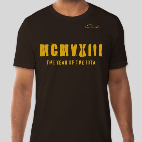 iota phi theta MCMVXIII 1963 t-shirt brown