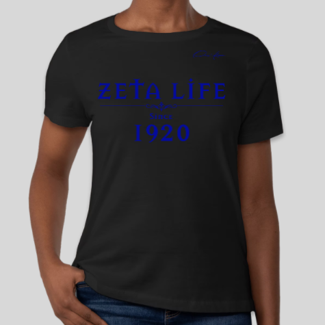zeta phi beta greek life since 1920 t-shirt black