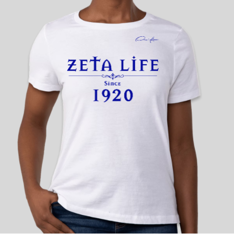 zeta phi beta greek life since 1920 t-shirt white