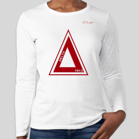 delta sigma theta greek pyramid shirt long sleeve white