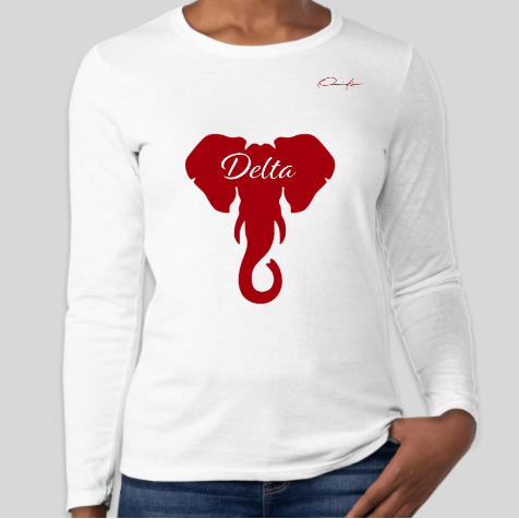 delta sigma theta elephant shirt long sleeve white