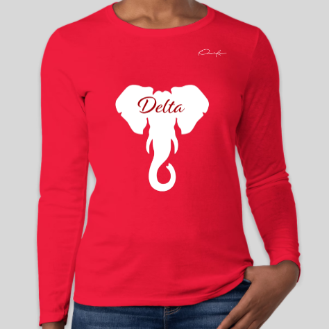 delta sigma theta elephant shirt long sleeve red