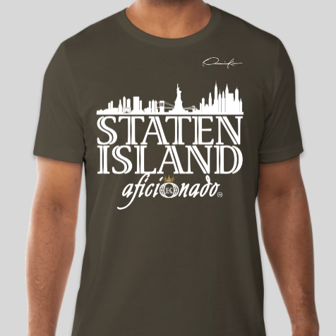 official staten island aficionado t-shirt army green