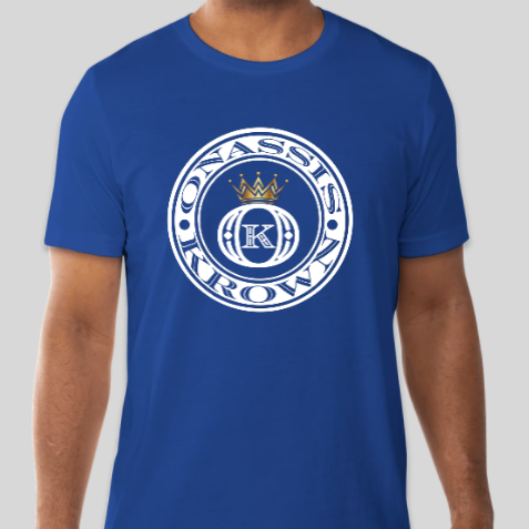 custom transparent chest logo t-shirt royal blue