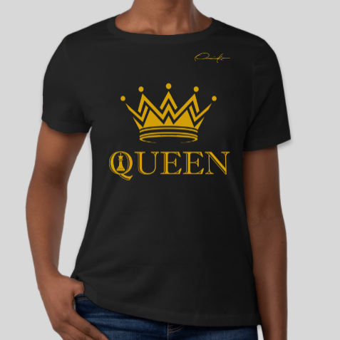 queen t-shirt black & gold