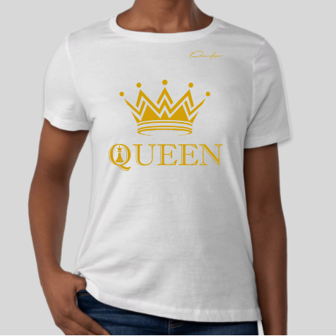 queen t-shirt white & gold