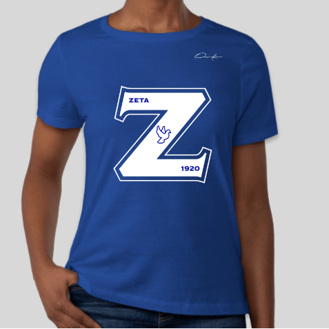 zeta phi beta greek letter 1920 t-shirt royal blue