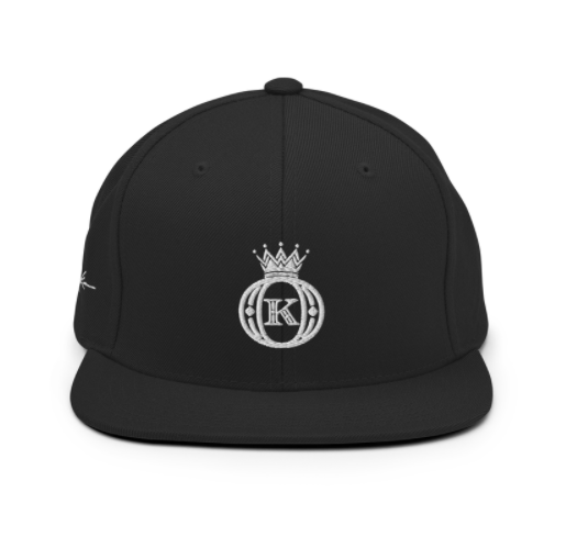 white on black hip-hop crown logo cap