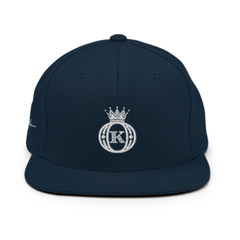 Onassis Krown Logo Embroidered Baseball Cap Snapback - Navy Blue & White - Cap