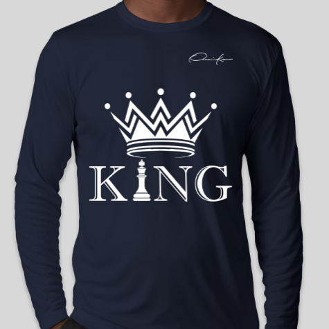 king shirt long sleeve navy blue
