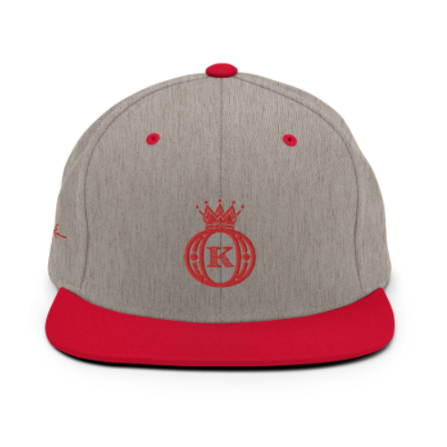 red & gray embroidered crown logo cap