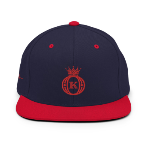 red & blue embroidered crown logo cap
