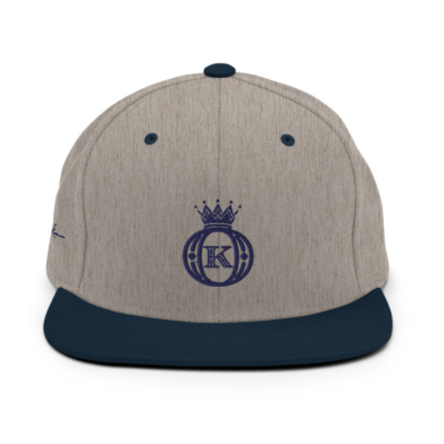 navy blue & gray embroidered crown logo cap