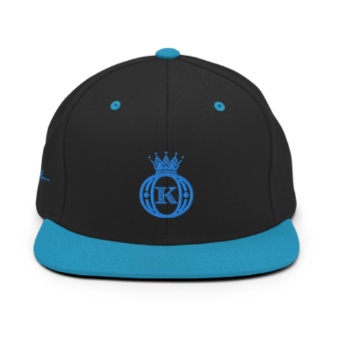 black & turquoise embroidered crown logo cap