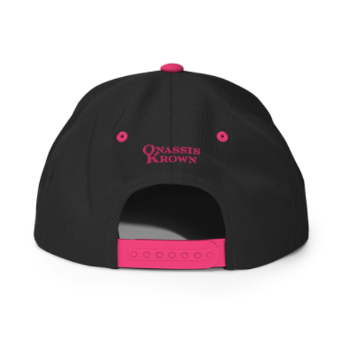 black & pink embroidered crown logo wool cap