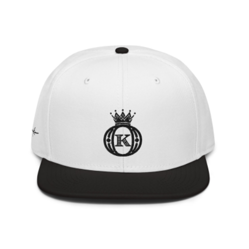 black & white embroidered crown logo cap