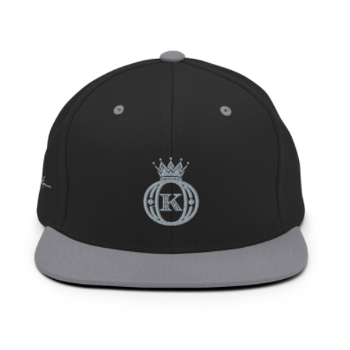 black & silver embroidered crown logo cap