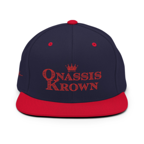 red & blue embroidered baseball cap