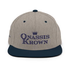 Onassis Krown Royal Font Two-Tone Baseball Cap Snapback - Heather Gray & Navy Blue - Cap