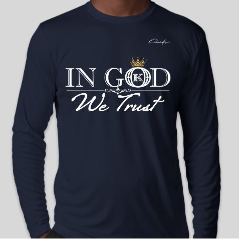 in god we trust shirt long sleeve navy blue