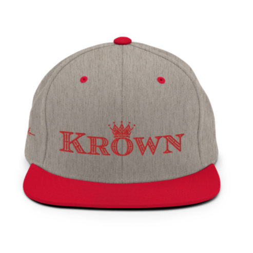 red & gray luxury streetwear krown cap