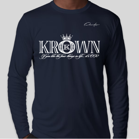krown streetwear long sleeve shirt navy blue