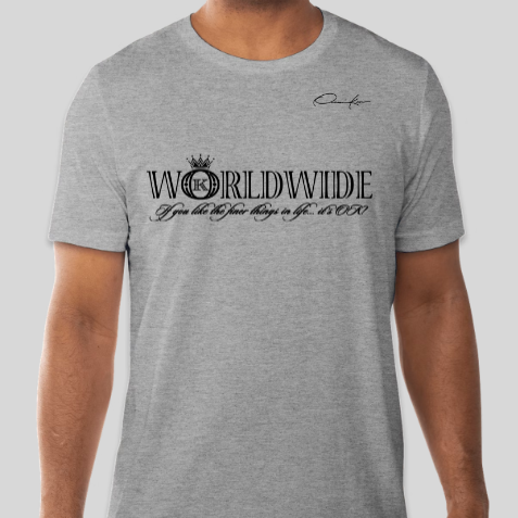 worldwide designer t-shirt brand gray