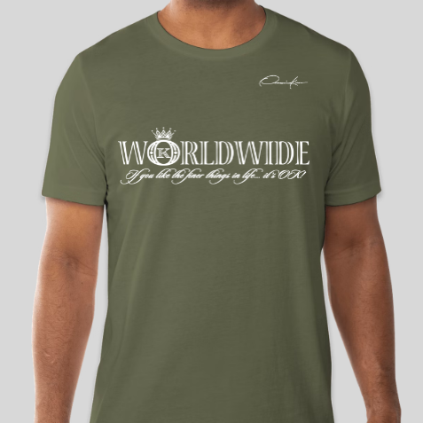 worldwide designer t-shirt brand army green