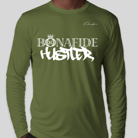 bonafide hustler shirt long sleeve army green