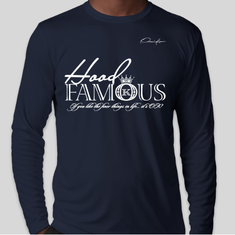 hood famous shirt long sleeve navy blue