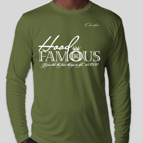 hood famous shirt long sleeve army green
