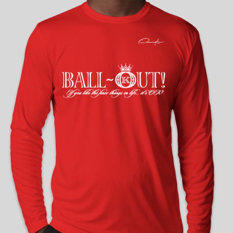 ball out red long sleeve shirt