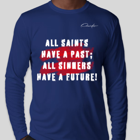 all saints all sinners long sleeve shirt royal blue