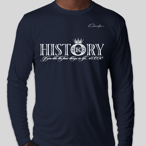 history shirt long sleeve navy blue