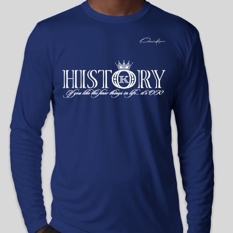history shirt long sleeve royal blue