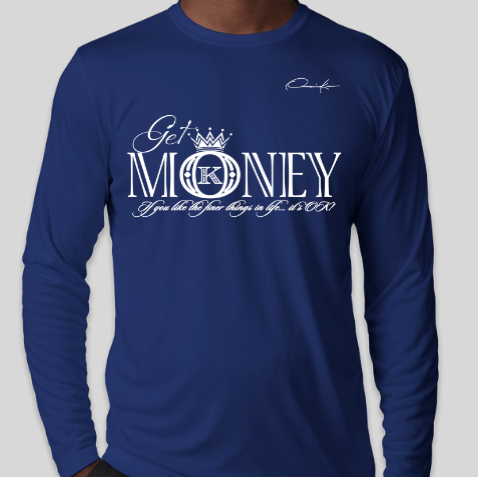 get money t-shirt long sleeve royal blue