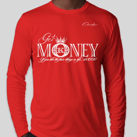 get money t-shirt long sleeve red