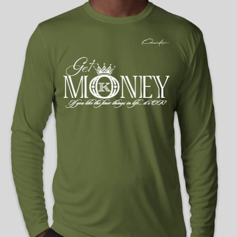 get money t-shirt long sleeve army green