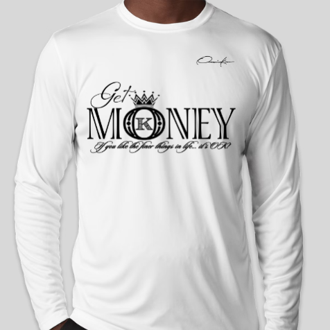 get money t-shirt long sleeve white