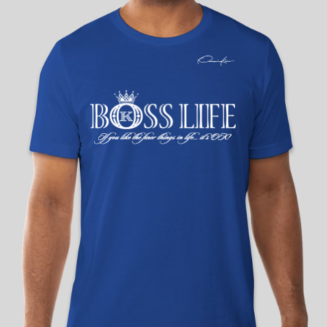 boss life shirt royal blue
