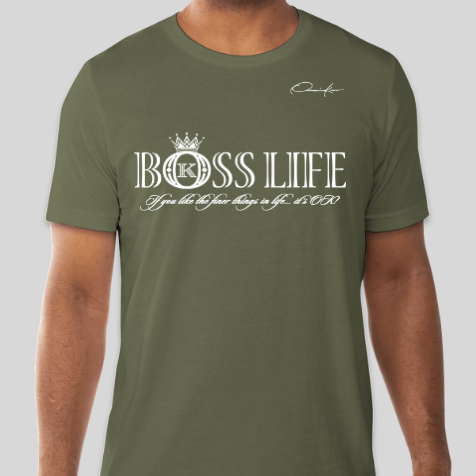 boss life shirt army green