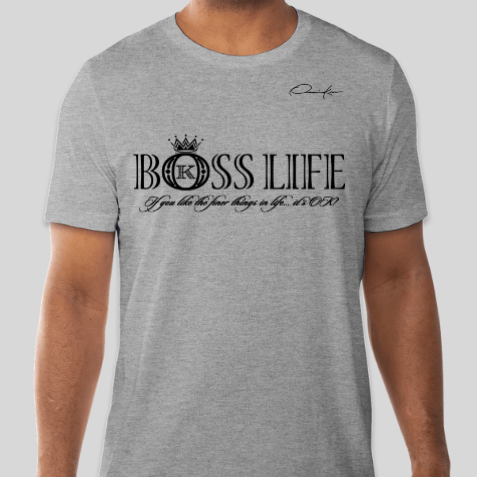 boss life shirt gray